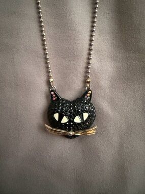 Betsey Johnson Black Cat Pendant Necklace